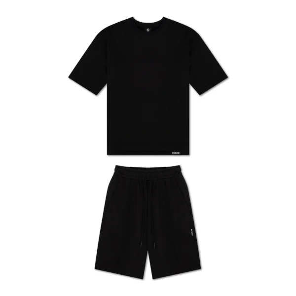Black Terry Cotton Short Set - Image 2
