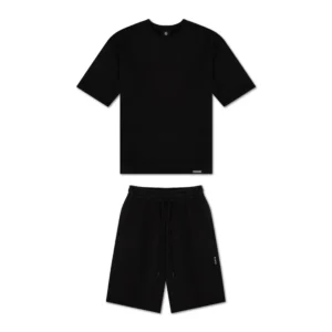 Black Terry Cotton Short Set